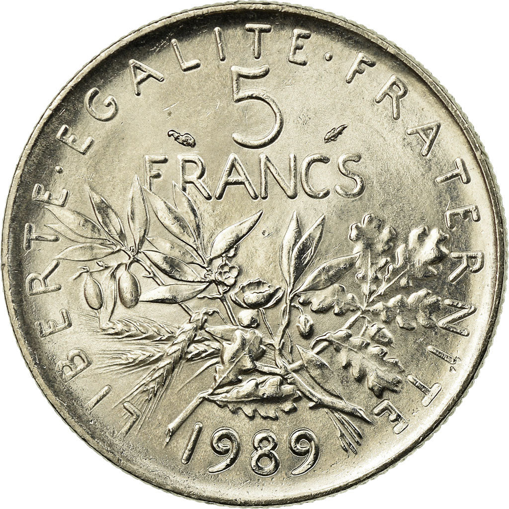 Coin, France, Semeuse, 5 Francs, 1989, Paris, MS(63), Nickel Clad Copper-Nickel
