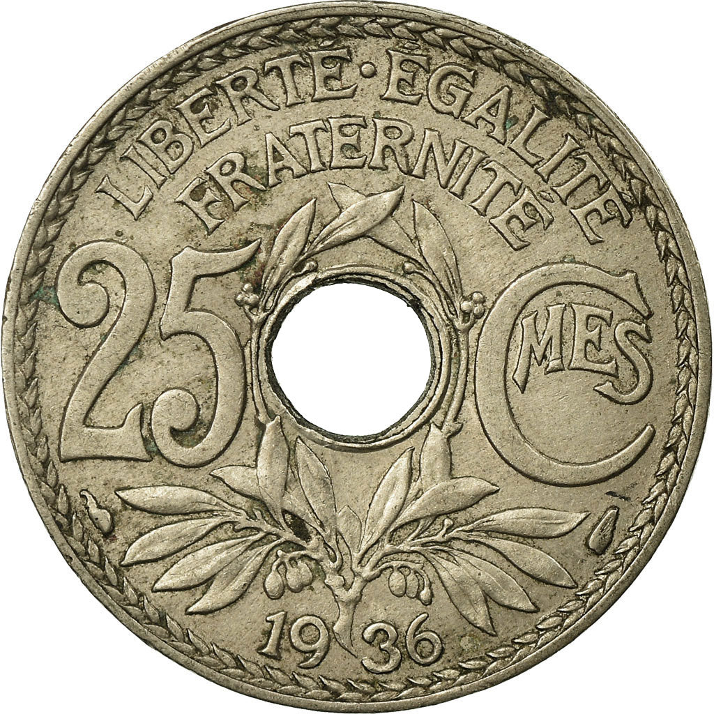 Coin, France, Lindauer, 25 Centimes, 1936, VF(30-35), Copper-nickel, KM:867a