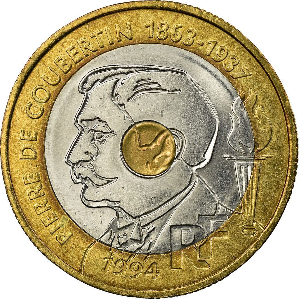 Coin, France, Pierre de Coubertin, 20 Francs, 1994, Paris, EF(40-45)