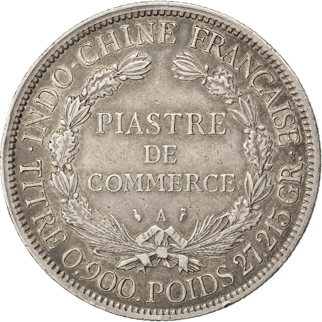 FRENCH INDO-CHINA, Piastre, 1886, Paris, KM #5, EF(40-45), Silver, Lecompte...