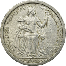 Moeda, OCEANIA FRANCESA, 2 Francs, 1949, Paris, EF(40-45), Alumínio, KM:3