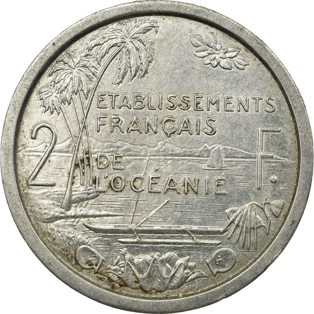 Coin, FRENCH OCEANIA, 2 Francs, 1949, Paris, EF(40-45), Aluminum, KM:3