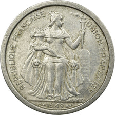 Coin, FRENCH OCEANIA, 2 Francs, 1949, Paris, EF(40-45), Aluminum, KM:3