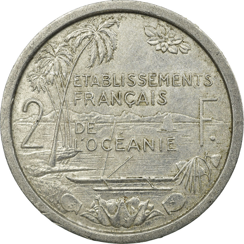 Coin, FRENCH OCEANIA, 2 Francs, 1949, Paris, EF(40-45), Aluminum, KM:3