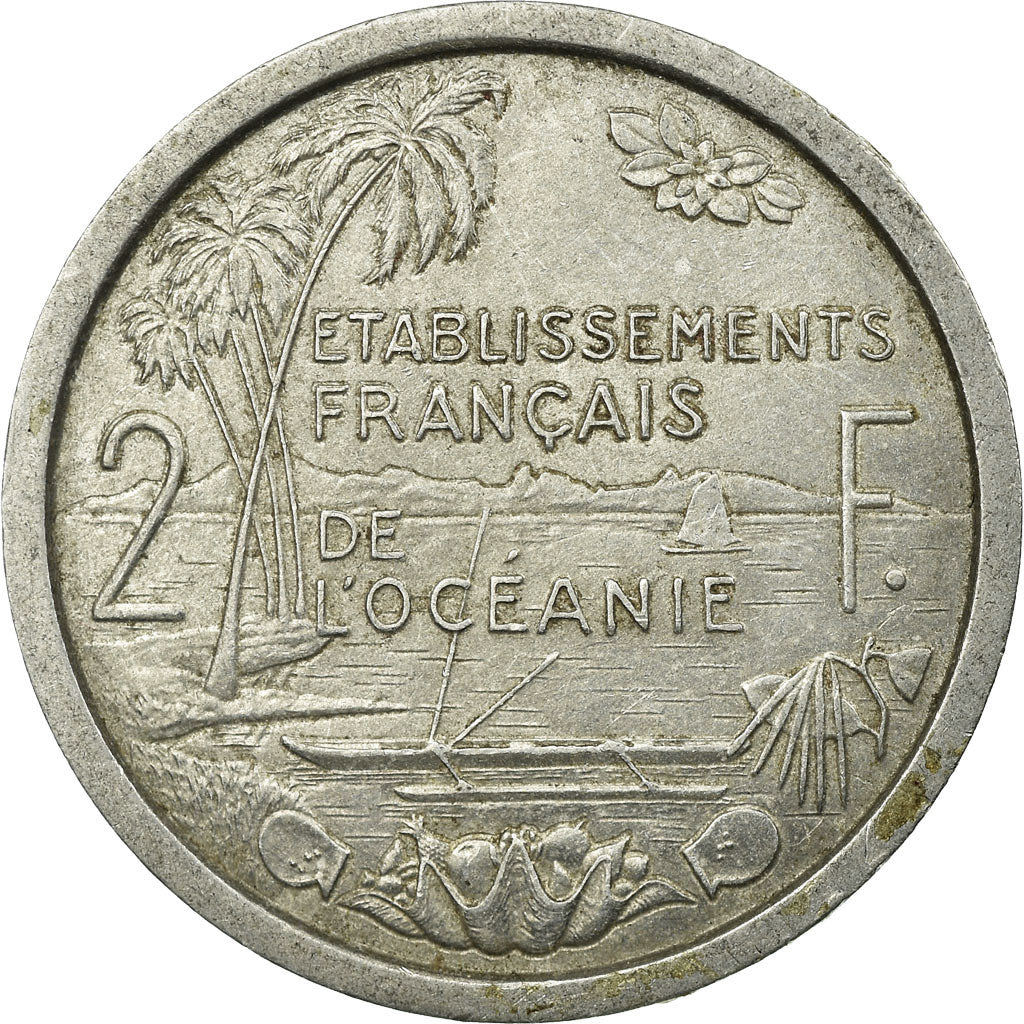 Coin, FRENCH OCEANIA, 2 Francs, 1949, Paris, EF(40-45), Aluminum, KM:3