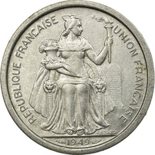 Coin, FRENCH OCEANIA, 2 Francs, 1949, Paris, EF(40-45), Aluminum, KM:3