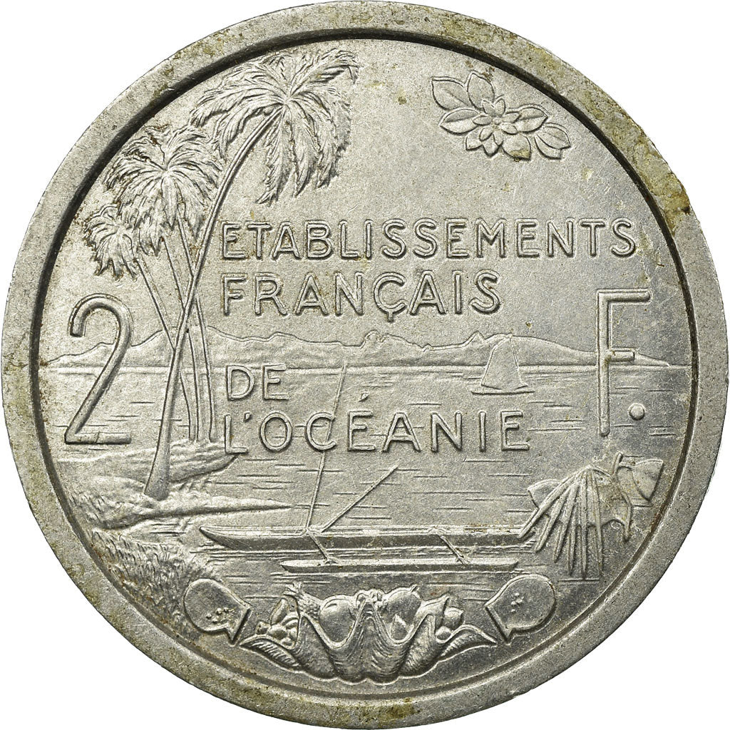Coin, FRENCH OCEANIA, 2 Francs, 1949, Paris, EF(40-45), Aluminum, KM:3