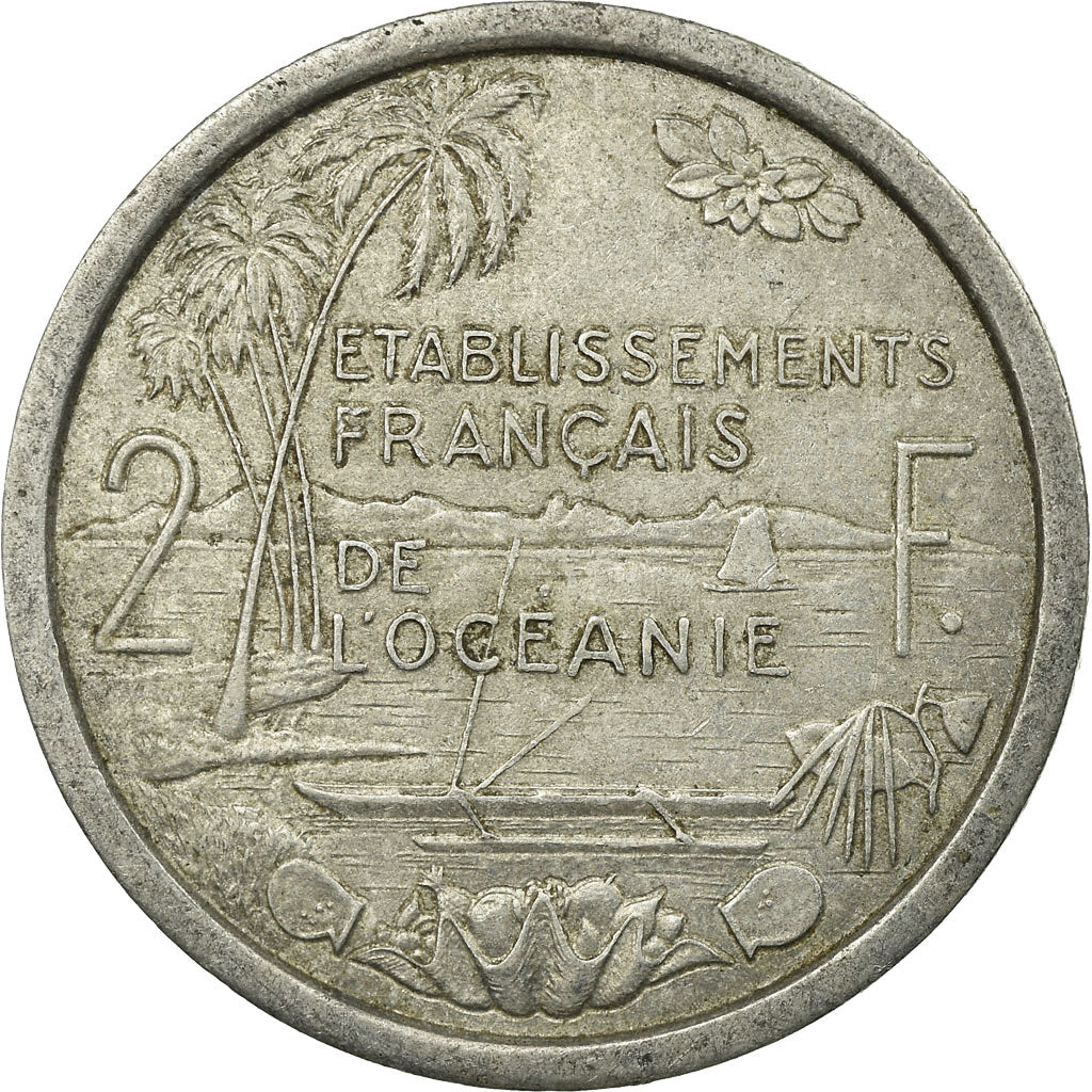Coin, FRENCH OCEANIA, 2 Francs, 1949, Paris, EF(40-45), Aluminum, KM:3