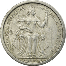 Moneda, OCEANÍA FRANCESA, 2 Francs, 1949, Paris, BC+, Aluminio, KM:3