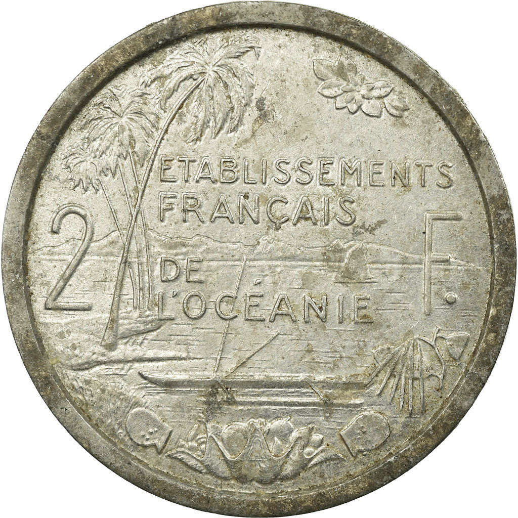 Coin, FRENCH OCEANIA, 2 Francs, 1949, Paris, VF(20-25), Aluminum, KM:3