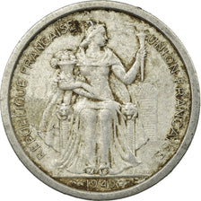 Coin, FRENCH OCEANIA, 2 Francs, 1949, Paris, VF(20-25), Aluminum, KM:3
