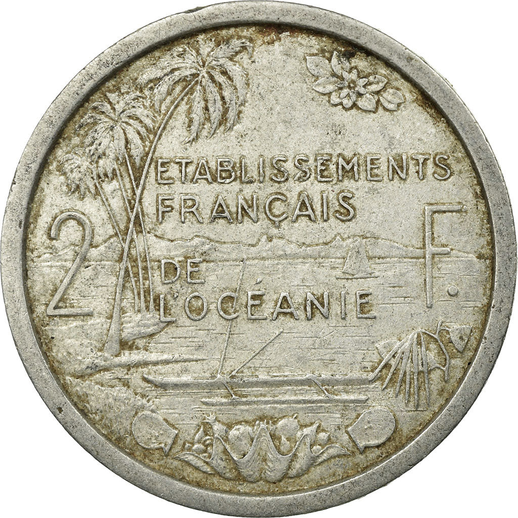 Coin, FRENCH OCEANIA, 2 Francs, 1949, Paris, VF(20-25), Aluminum, KM:3