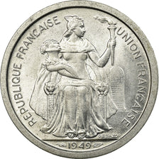 Coin, New Caledonia, 2 Francs, 1949, Paris, AU(55-58), Aluminum, KM:3