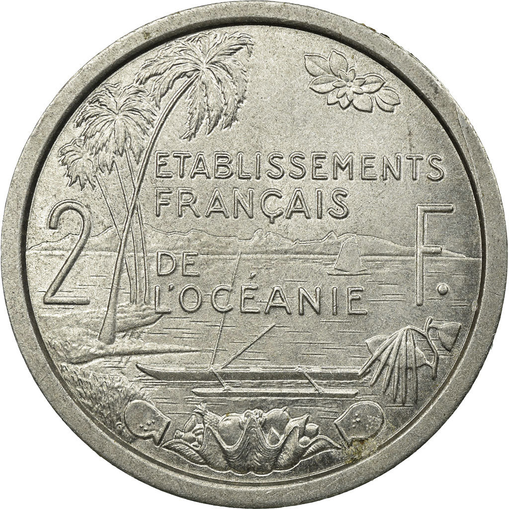 Coin, FRENCH OCEANIA, 2 Francs, 1949, EF(40-45), Aluminum, KM:3