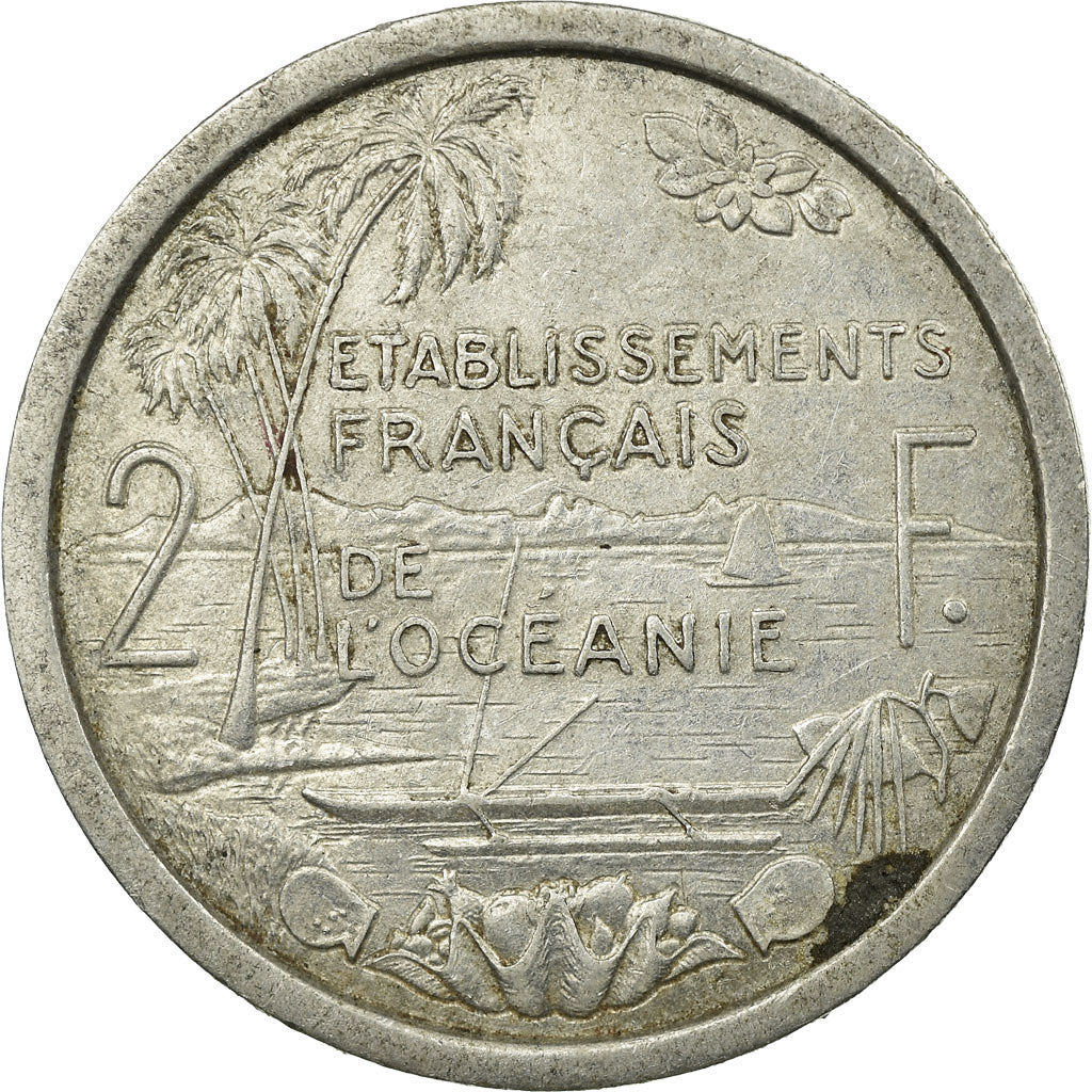 Coin, FRENCH OCEANIA, 2 Francs, 1949, EF(40-45), Aluminum, KM:3
