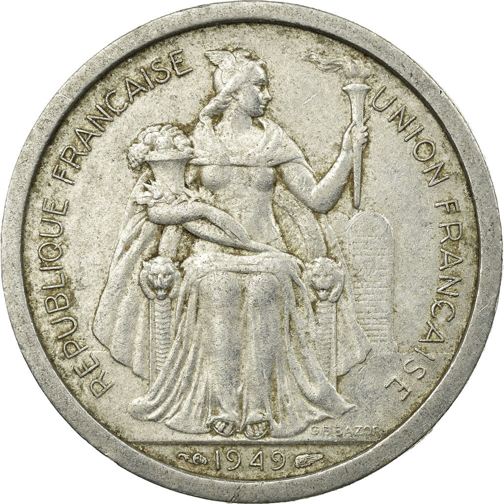 Monnaie, FRENCH OCEANIA, 2 Francs, 1949, TB, Aluminium, KM:3