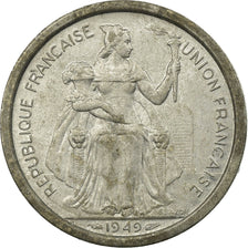 Moneta, OCEANIA FRANCESE, 2 Francs, 1949, MB, Alluminio, KM:3