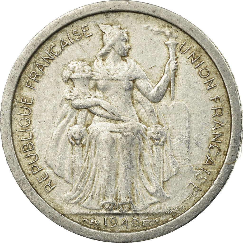 Coin, New Caledonia, Franc, 1949, Paris, VF(30-35), Aluminum, KM:2