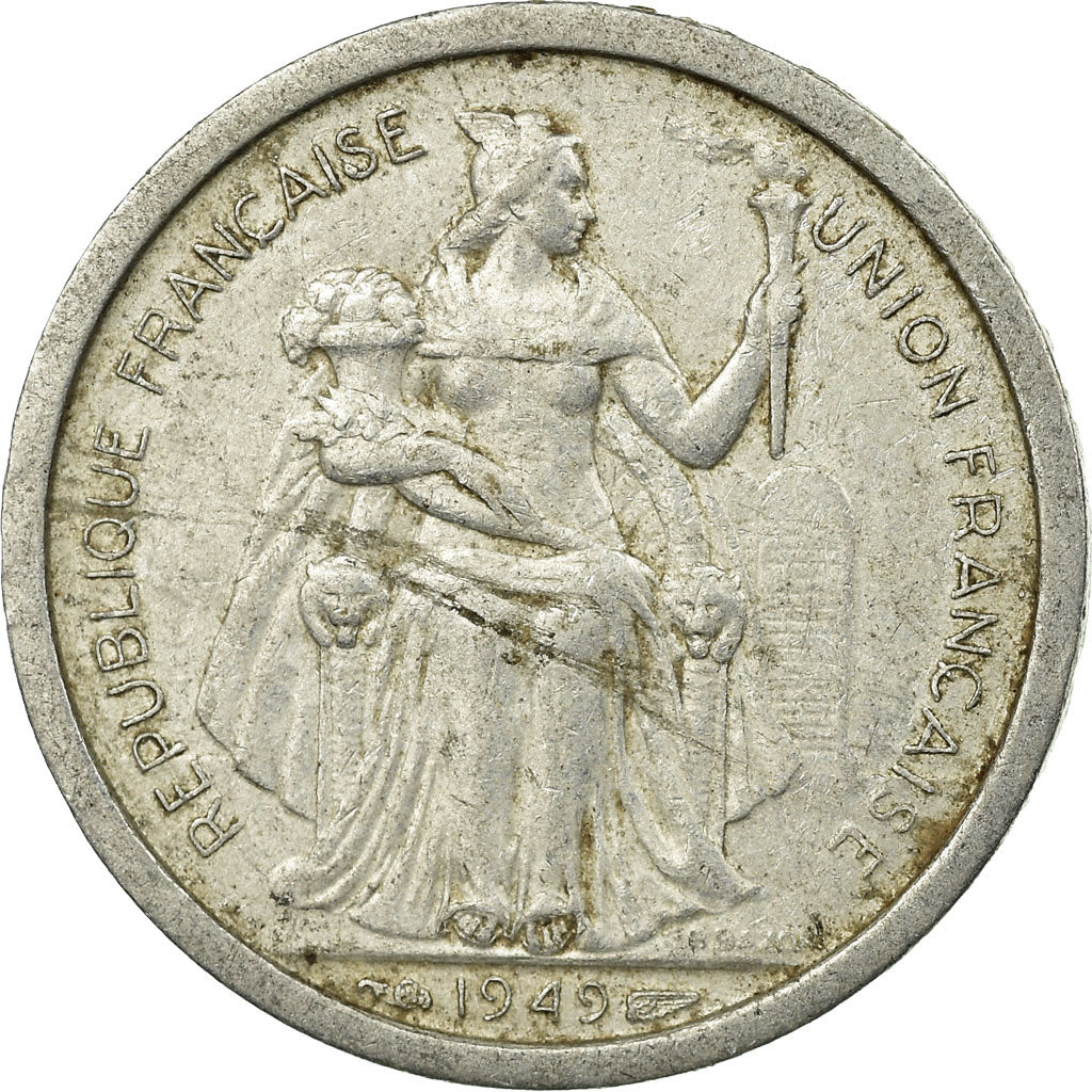 Coin, FRENCH OCEANIA, Franc, 1949, Paris, VF(30-35), Aluminum, KM:2