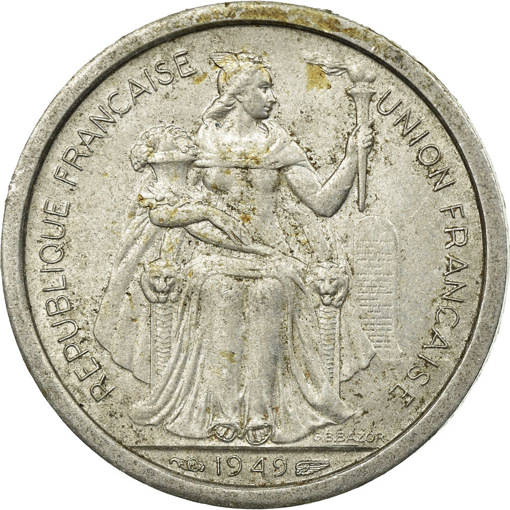 Coin, FRENCH OCEANIA, Franc, 1949, Paris, VF(30-35), Aluminum, KM:2