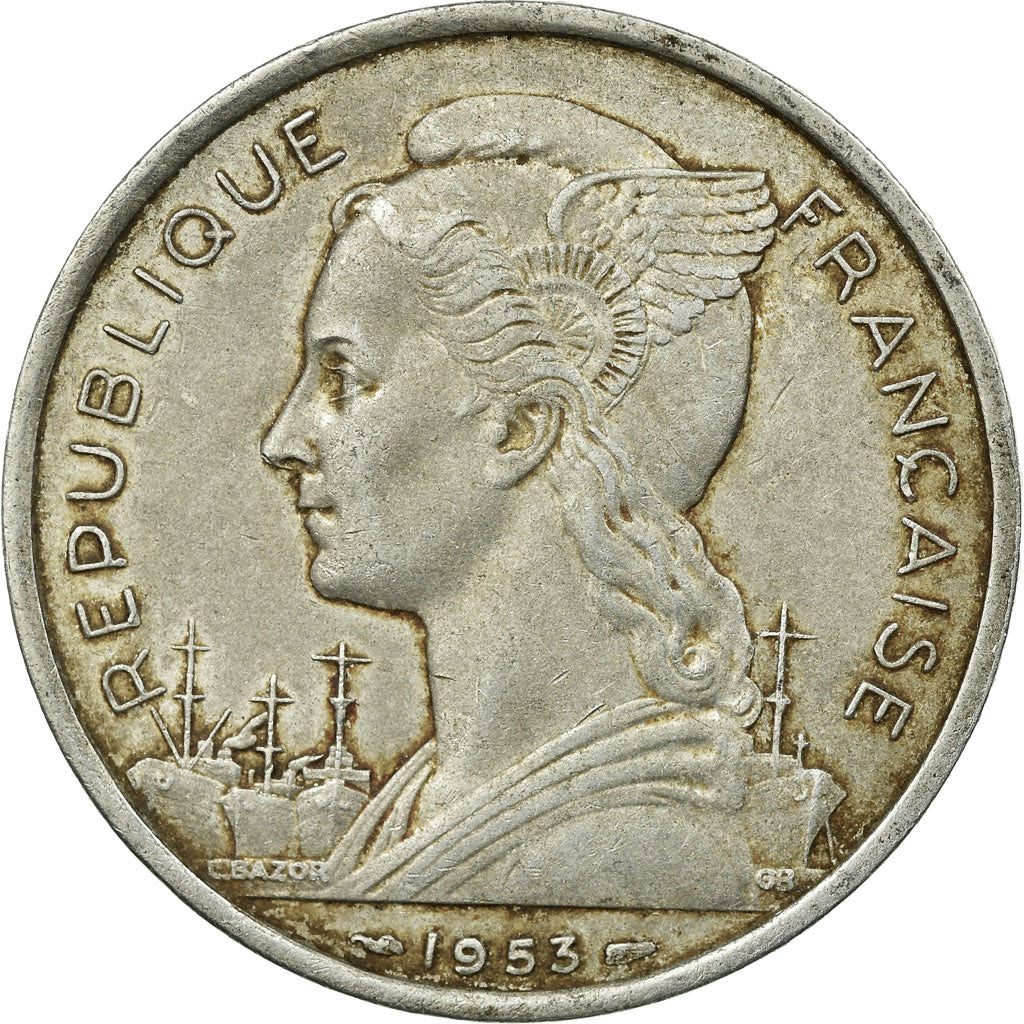 Coin, Madagascar, 5 Francs, 1953, Paris, VF(30-35), Aluminum, KM:5