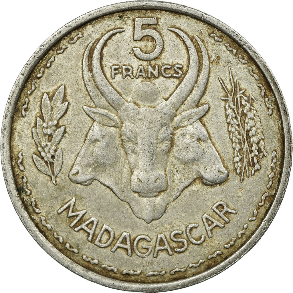 Coin, Madagascar, 5 Francs, 1953, Paris, VF(30-35), Aluminum, KM:5