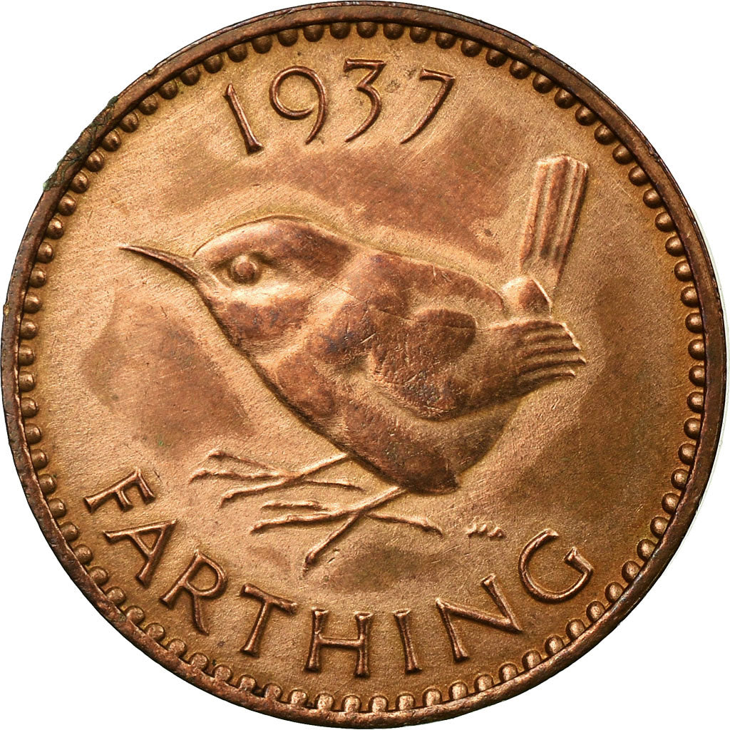 Coin, Great Britain, George VI, Farthing, 1937, AU(55-58), Bronze, KM:843