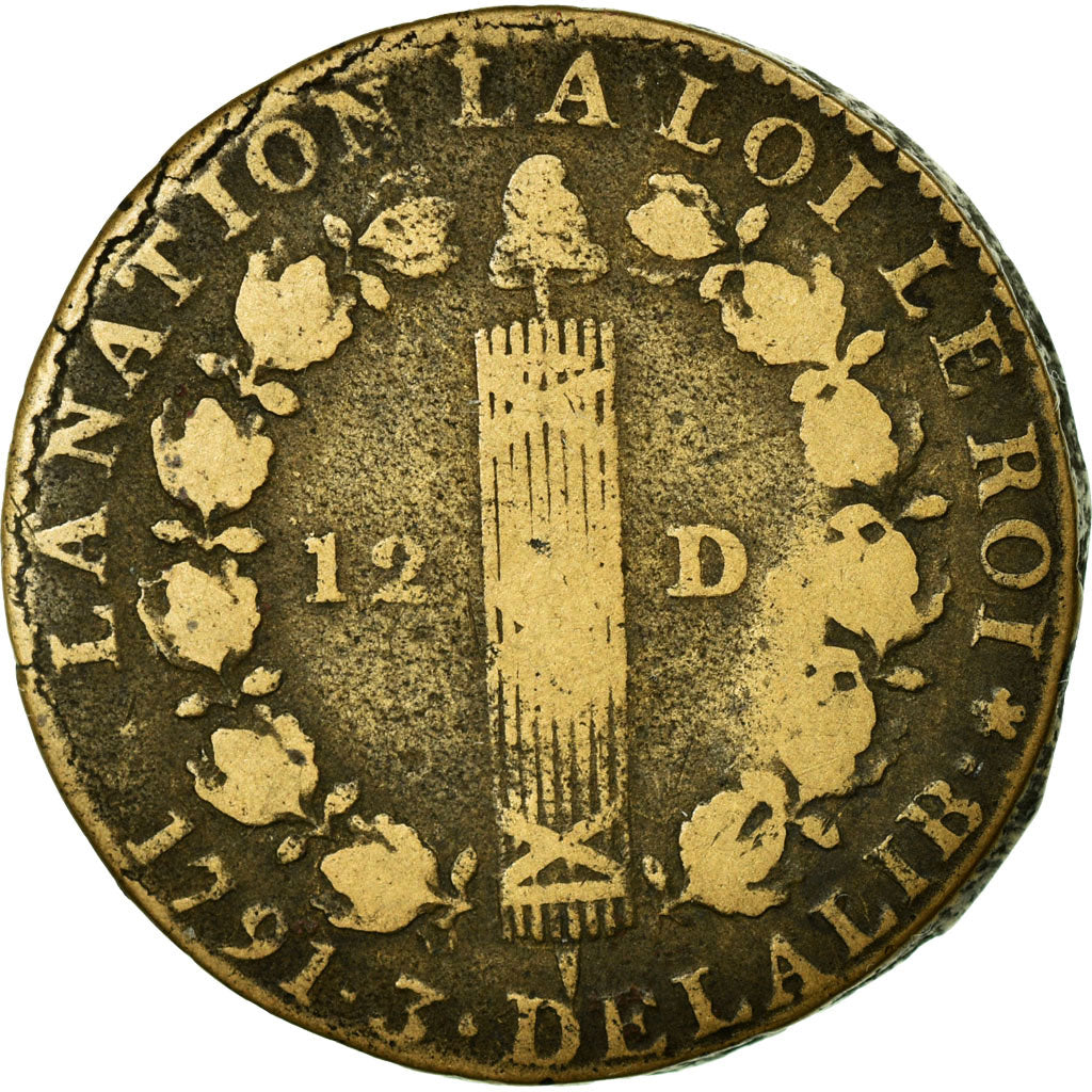 Münze, Frankreich, 12 deniers françois, 12 Deniers, 1791, Paris, S+, Bronze