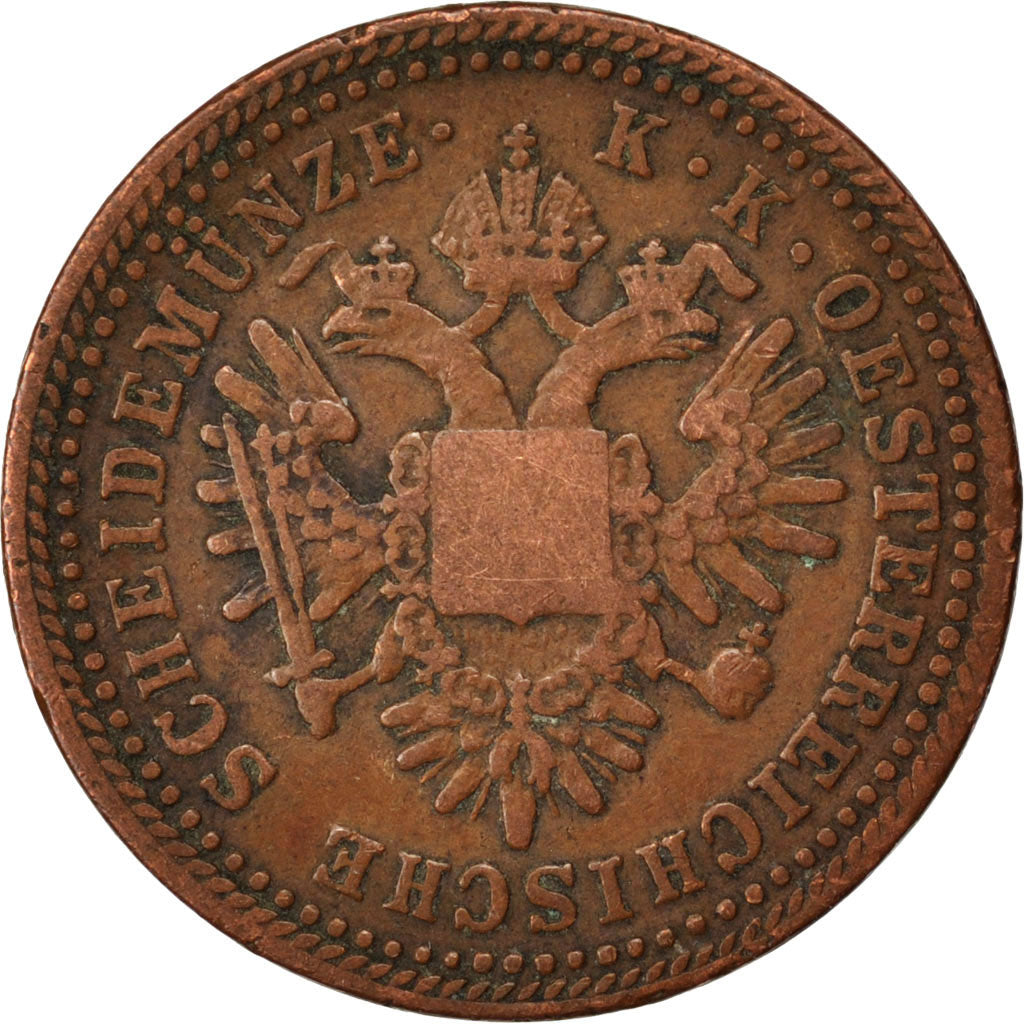 AUSTRIA, Kreuzer, 1851, Vienne, KM #2185, VF(30-35), Copper, 5.50