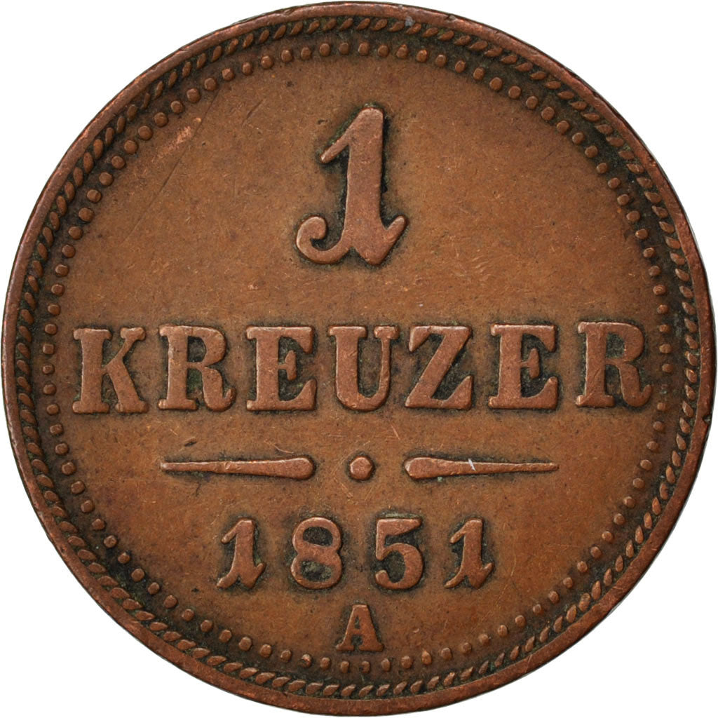 AUSTRIA, Kreuzer, 1851, Vienne, KM #2185, VF(30-35), Copper, 5.50