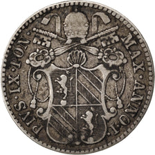 ITALIAN STATES, 5 Baiocchi, 1847, Bologne, KM #1341a, EF(40-45), Silver, 1.30