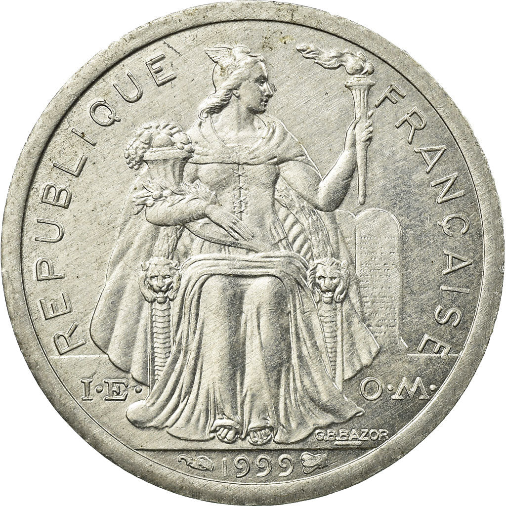 Coin, New Caledonia, Franc, 1999, Paris, EF(40-45), Aluminum, KM:10