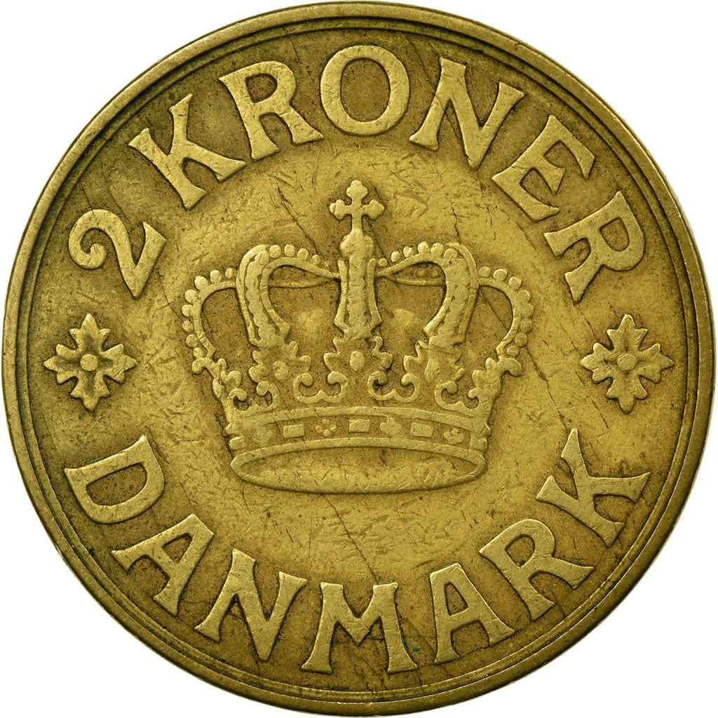 Moeda, Dinamarca, Christian X, 2 Kroner, 1936, Copenhagen, EF(40-45)