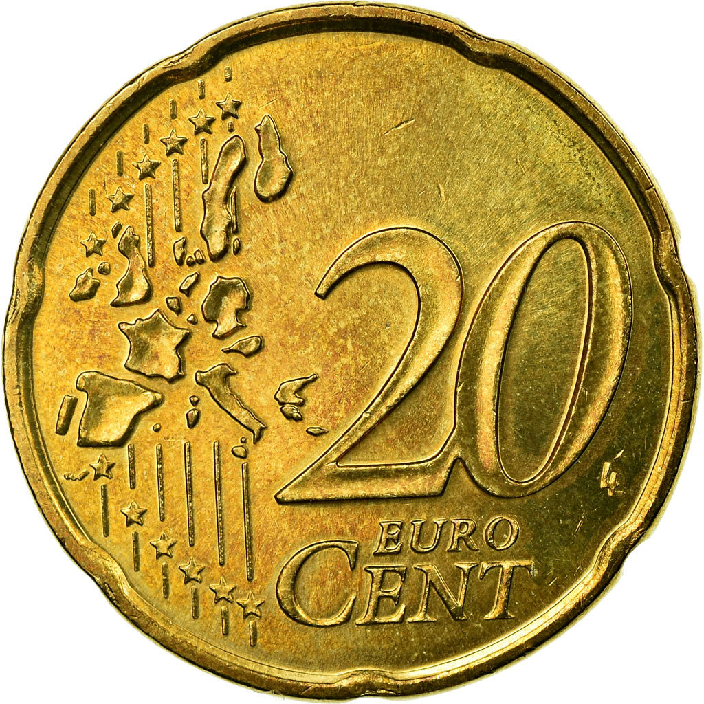 Monaco, 20 Euro Cent, Sceau des Grimaldi, 2002, AU(55-58), Brass, Gadoury:MC176