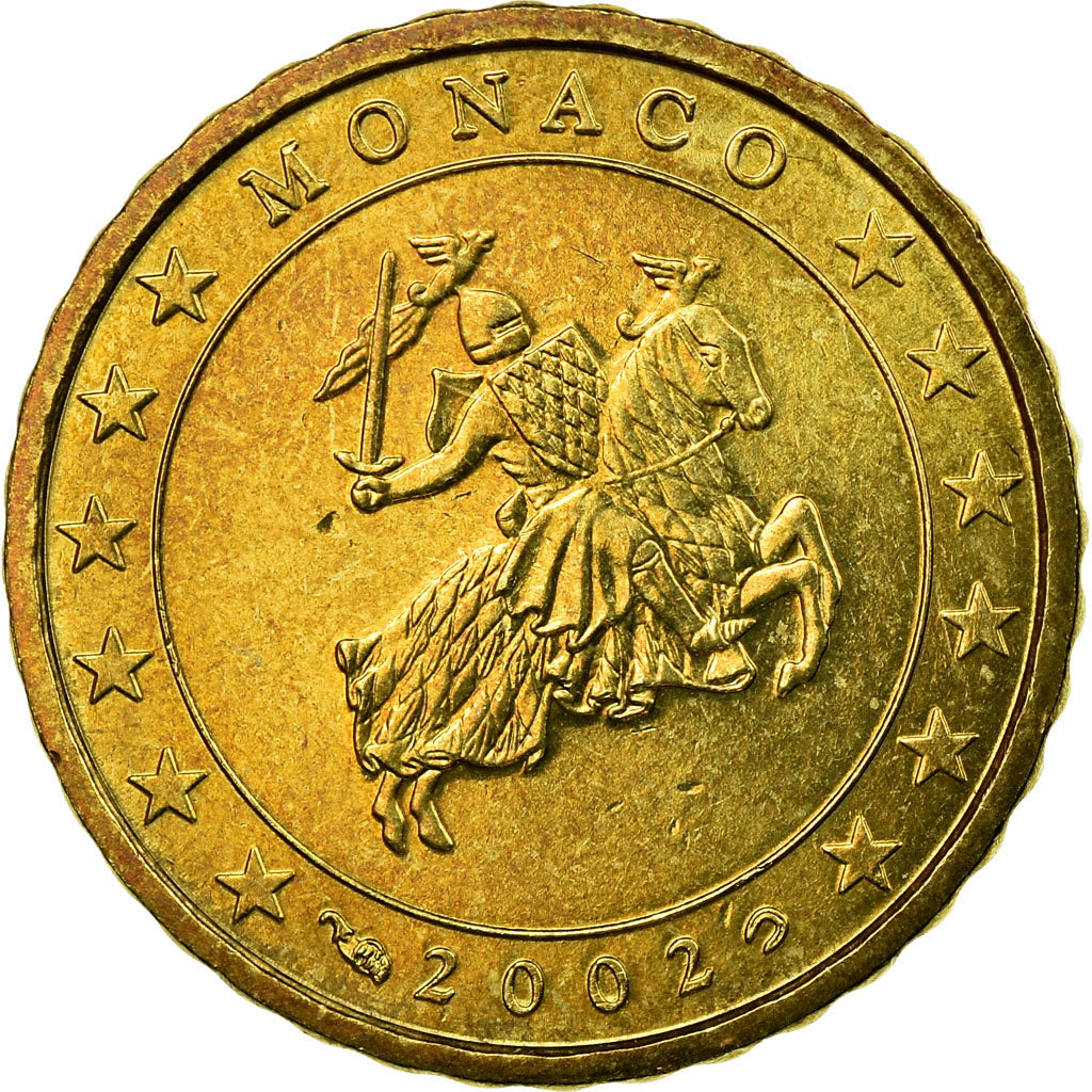 Monaco, 10 Euro Cent, Sceau des Grimaldi, 2002, AU(55-58), Brass, Gadoury:MC175