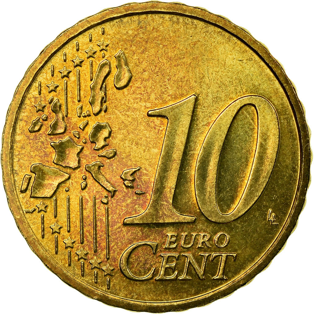 Monaco, 10 Euro Cent, Sceau des Grimaldi, 2002, AU(55-58), Brass, Gadoury:MC175