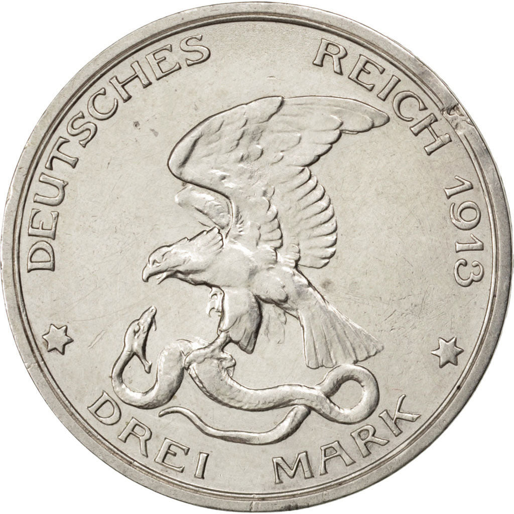 Stati tedeschi, PRUSSIA, Wilhelm II, 2 Mark, 1913, Berlin, BB+, Argento, KM:532