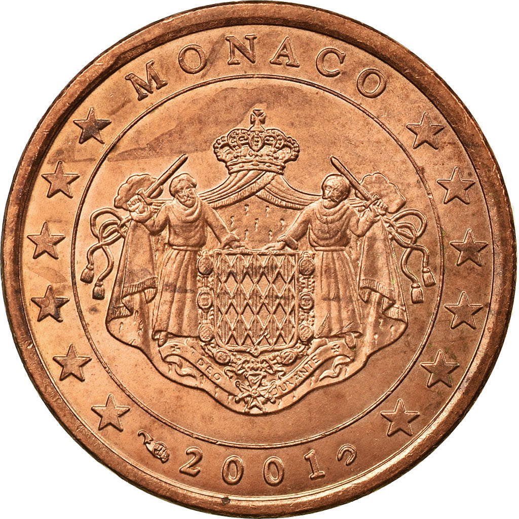 Monaco, 5 Euro Cent, ARMES des GRIMALDI, 2001, EF(40-45), Copper Plated Steel