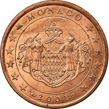 Monaco, 5 Euro Cent, ARMES des GRIMALDI, 2001, EF(40-45), Copper Plated Steel