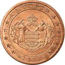 Monaco, 2 Euro Cent, ARMES des GRIMALDI, 2001, EF(40-45), Copper Plated Steel