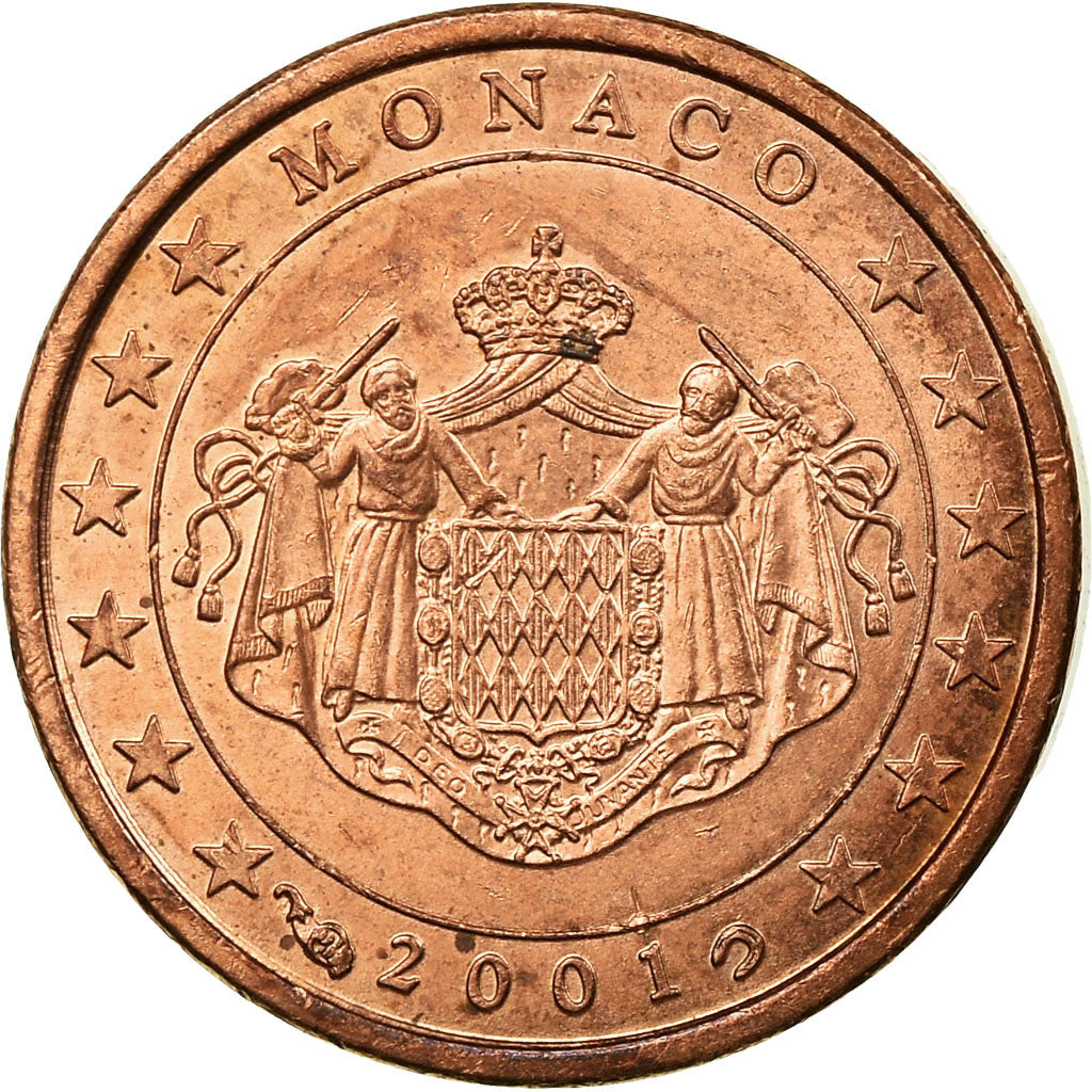 Monaco, Euro Cent, ARMES des GRIMALDI, 2001, EF(40-45), Copper Plated Steel