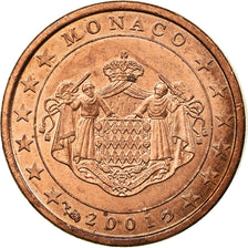 Monaco, Euro Cent, ARMES des GRIMALDI, 2001, EF(40-45), Copper Plated Steel