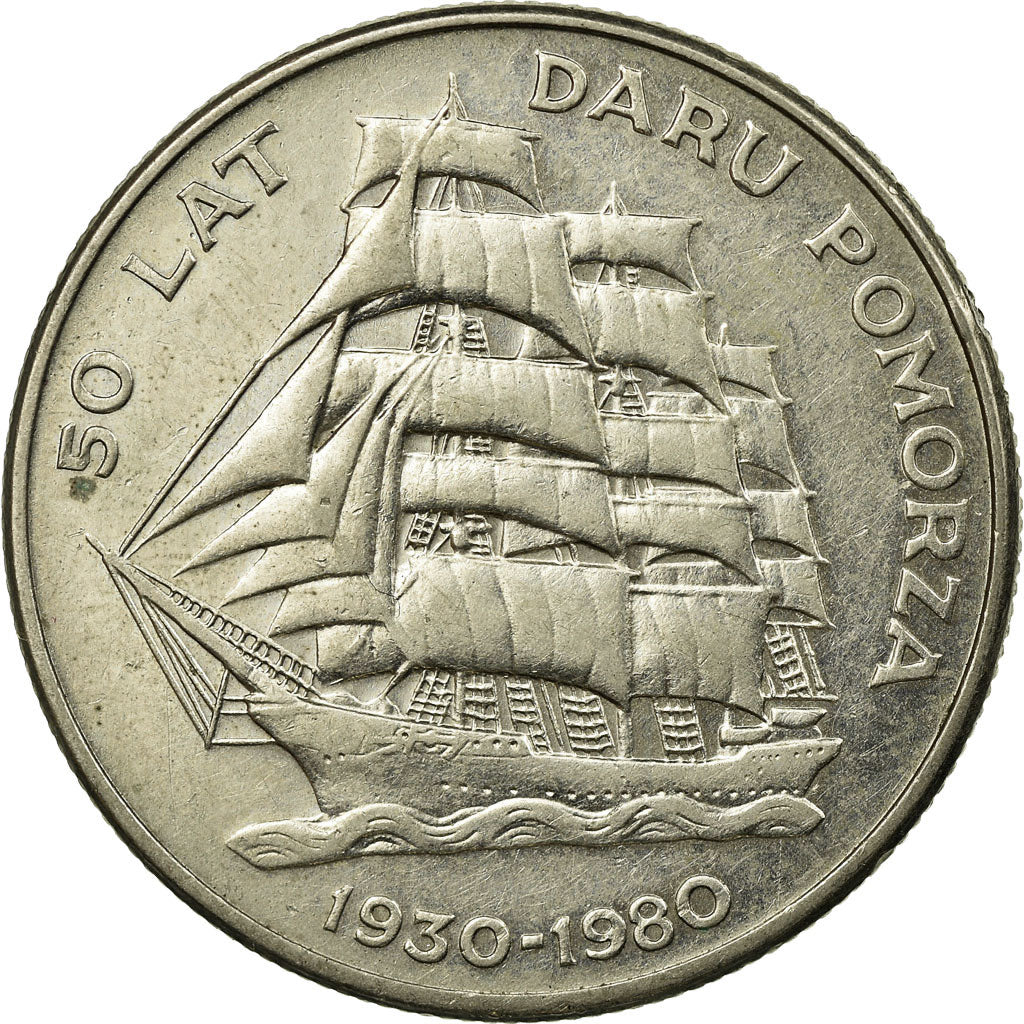 Coin, Poland, 50th Anniversary - Training Ship Daru Pomorza, 20 Zlotych, 1980