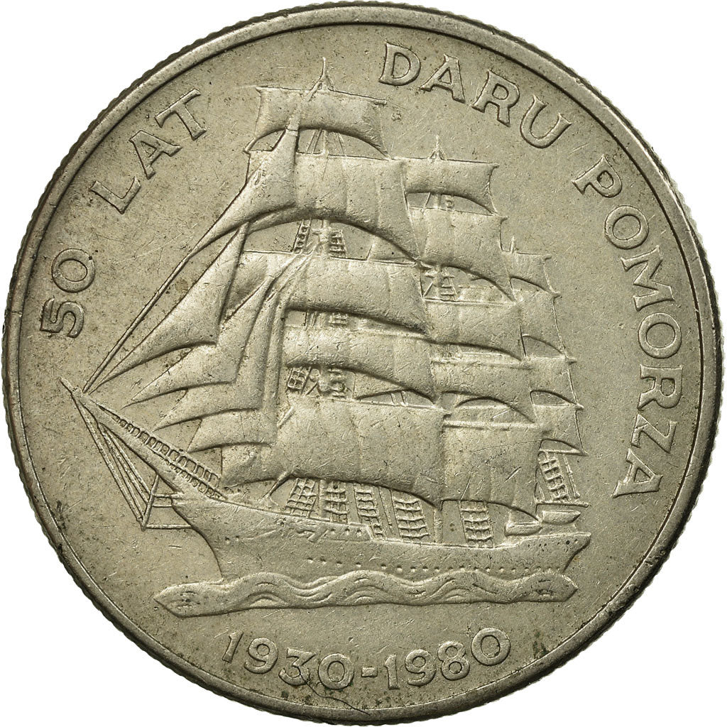 Coin, Poland, 50th Anniversary - Training Ship Daru Pomorza, 20 Zlotych, 1980