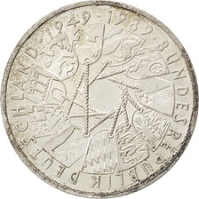 GERMANY - FEDERAL REPUBLIC, 10 Mark, 1989, Karlsruhe, KM #173, AU(50-53),...