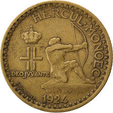 MONACO, Franc, 1924, Poissy, KM #111, EF(40-45), Aluminum-Bronze, Gadoury #127,.
