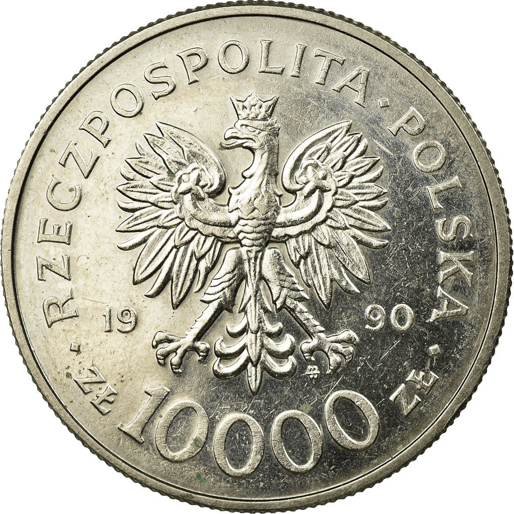 Coin, Poland, 10th Anniversary of Solidarity, 10000 Zlotych, 1990, Warsaw