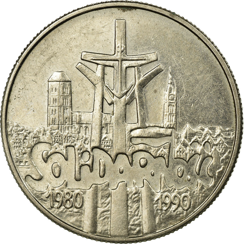 Monnaie, Pologne, 10th Anniversary of Solidarity, 10000 Zlotych, 1990, Warsaw