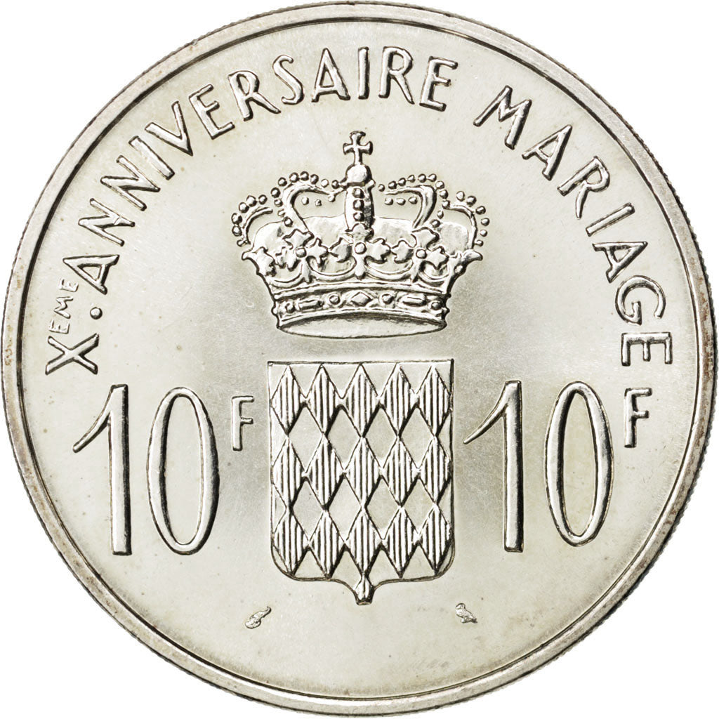 MONACO, 10 Francs, 1966, KM #M1, MS(60-62), Silver, 37, Gadoury #154, 24.99