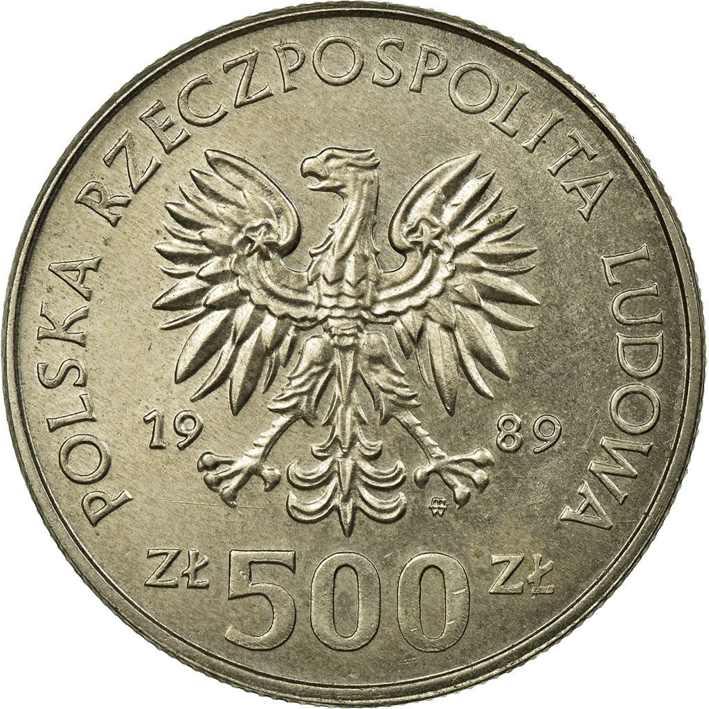 Moneda, Polonia, 50th Anniversary - Beginning of WWII, 500 Zlotych, 1989
